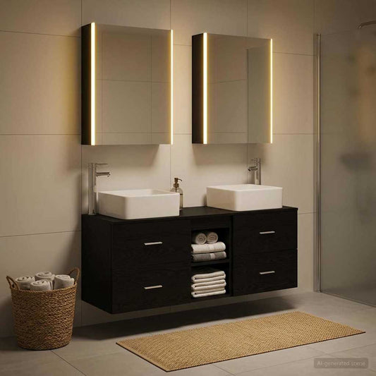 vidaXL Bathroom Furniture Set 5 pcs Black Oak