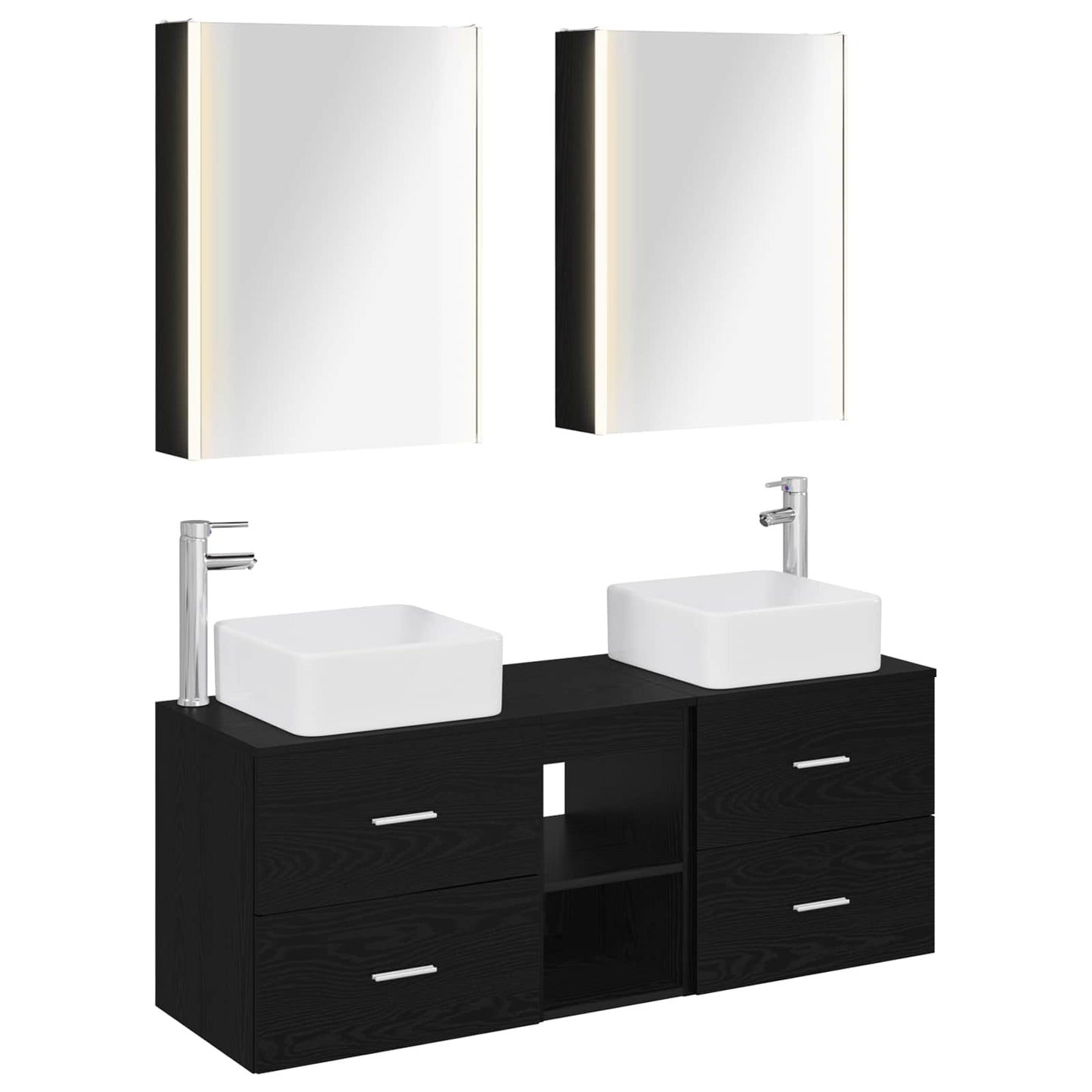 vidaXL Bathroom Furniture Set 5 pcs Black Oak