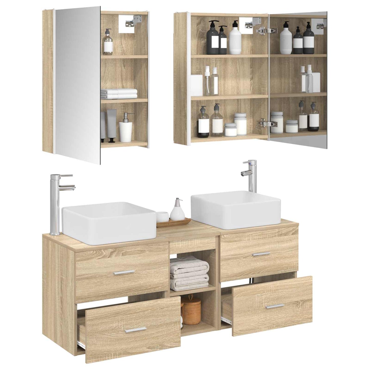vidaXL Bathroom Furniture Set 5 pcs Sonoma Oak