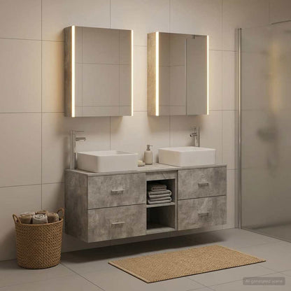 vidaXL Bathroom Furniture Set 5 pcs Concrete Grey