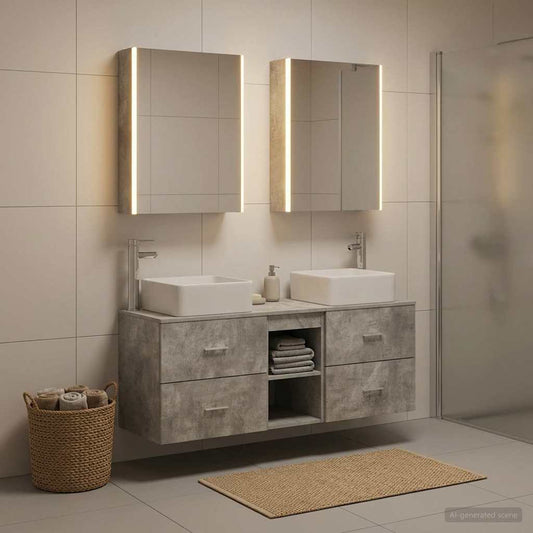 vidaXL Bathroom Furniture Set 5 pcs Concrete Grey