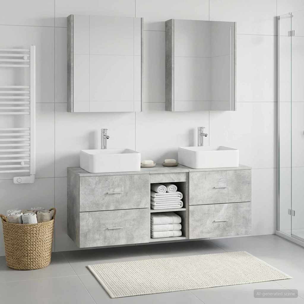 vidaXL Bathroom Furniture Set 5 pcs Concrete Grey