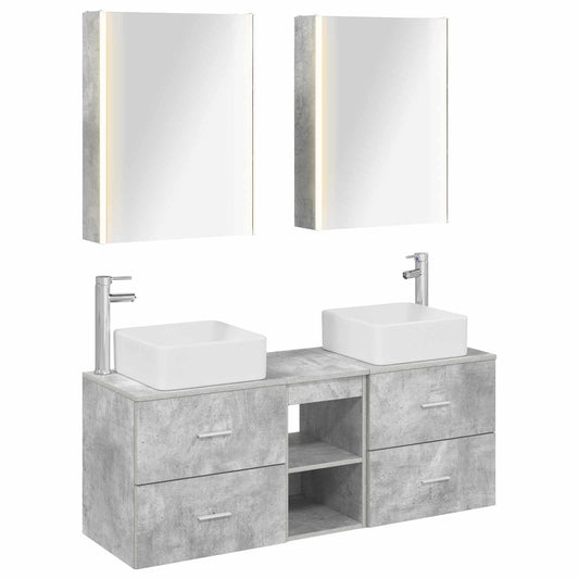 vidaXL Bathroom Furniture Set 5 pcs Concrete Grey