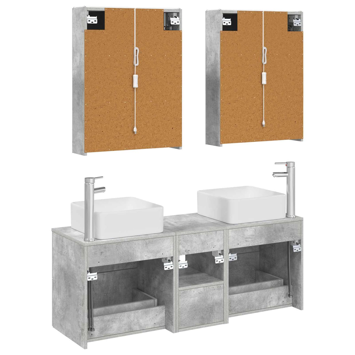 vidaXL Bathroom Furniture Set 5 pcs Concrete Grey