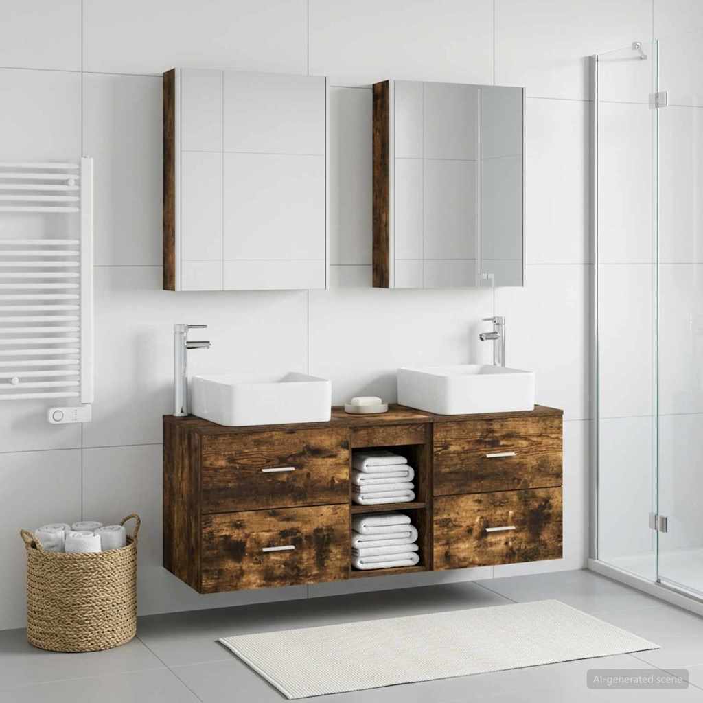 vidaXL Bathroom Furniture Set 5 pcs Smoked Oak