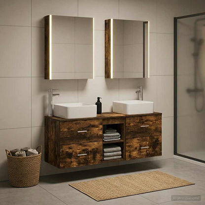 vidaXL Bathroom Furniture Set 5 pcs Smoked Oak