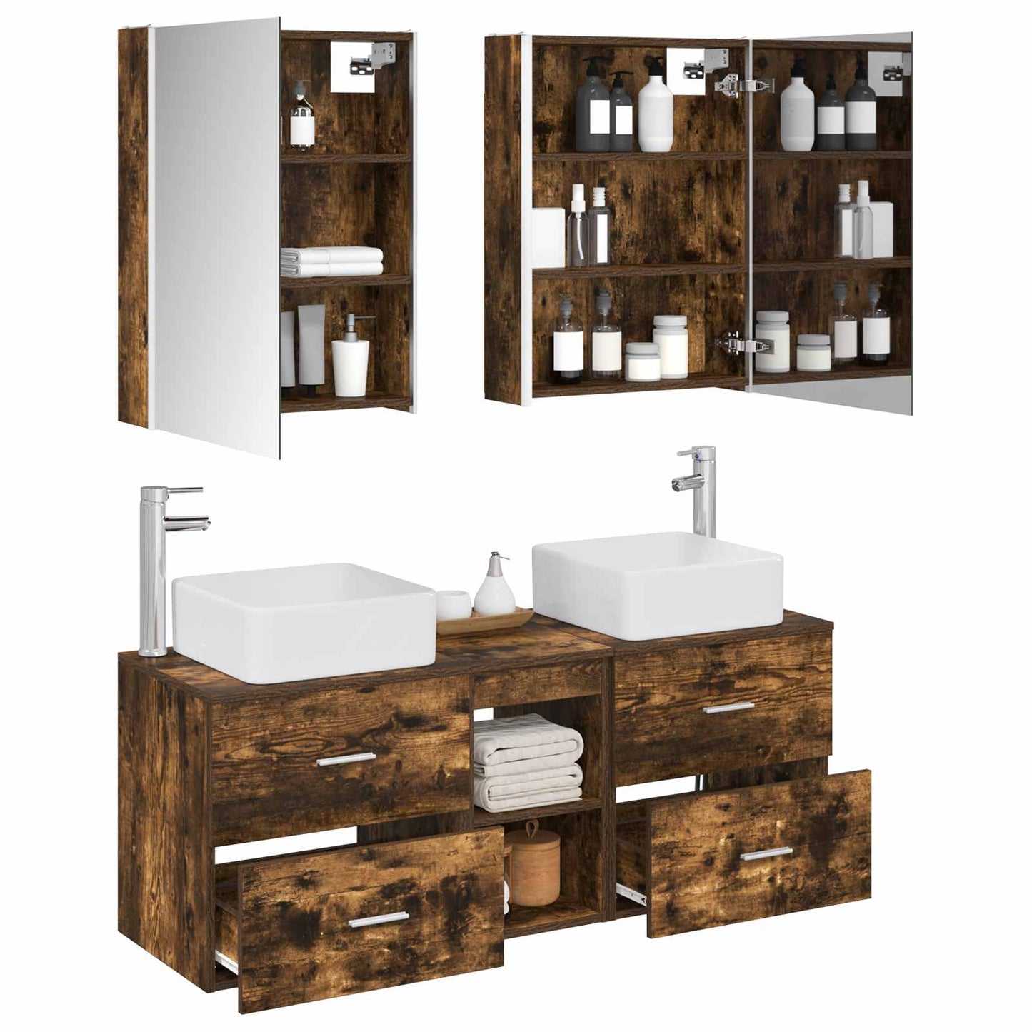 vidaXL Bathroom Furniture Set 5 pcs Smoked Oak