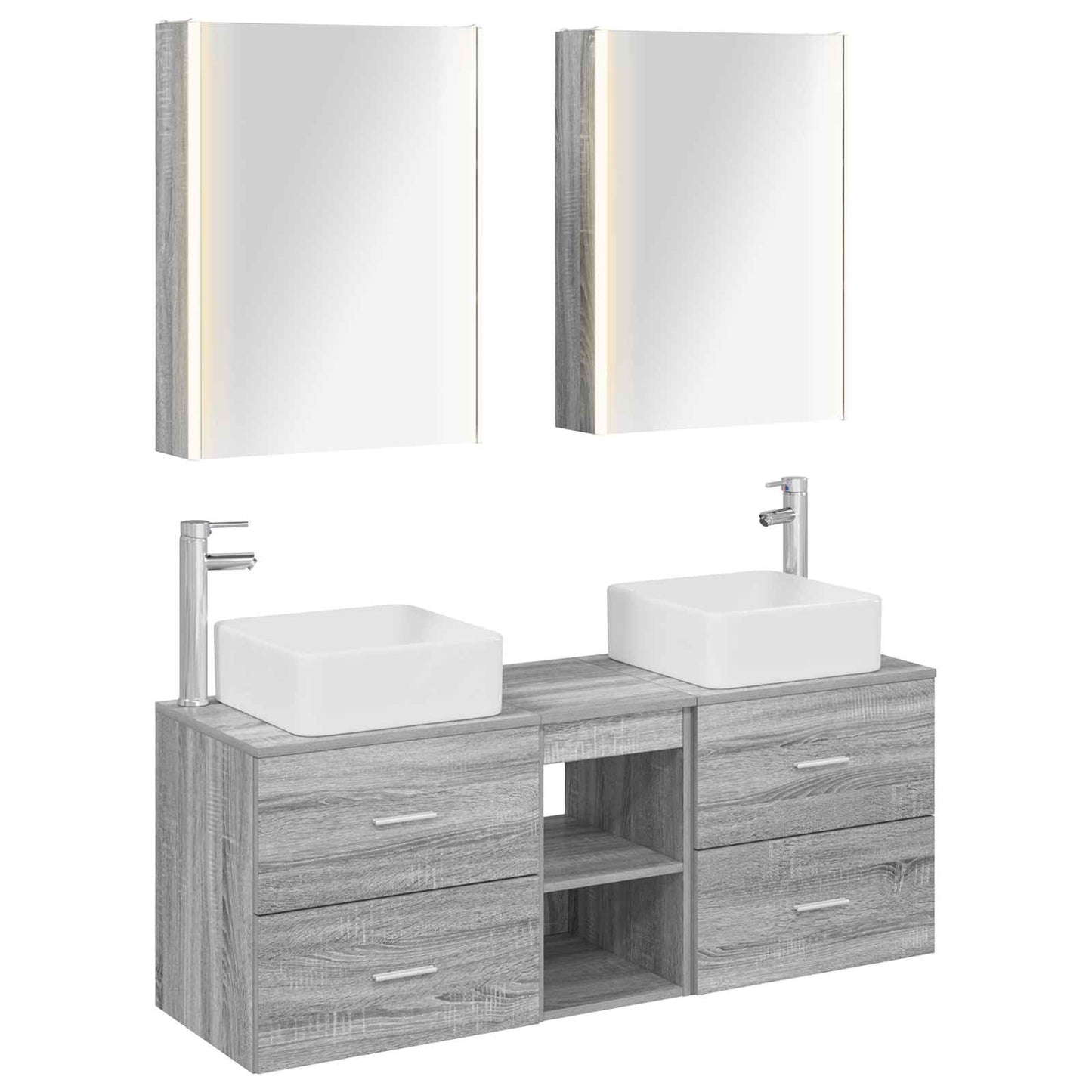 vidaXL Bathroom Furniture Set 5 pcs Grey Sonoma