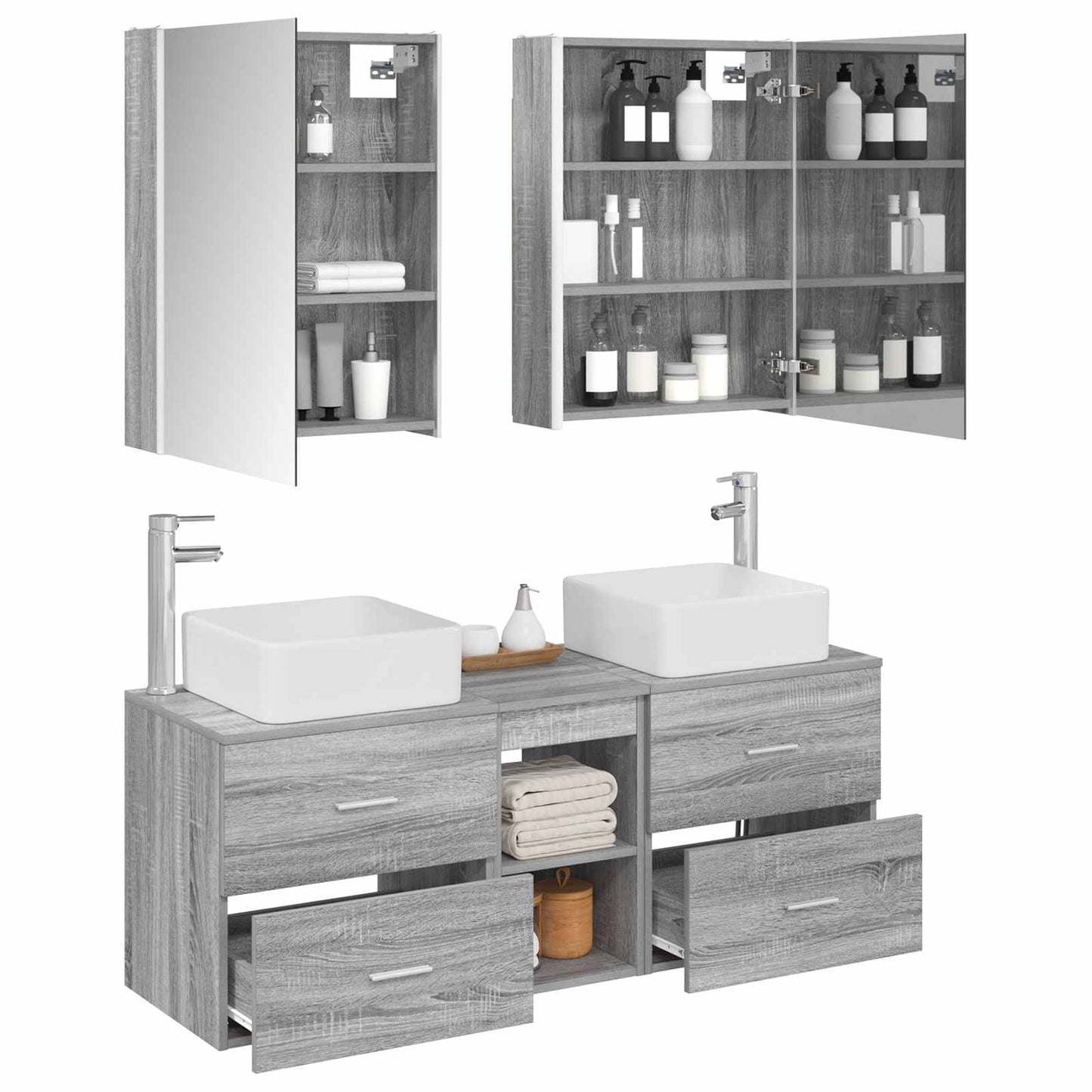 vidaXL Bathroom Furniture Set 5 pcs Grey Sonoma