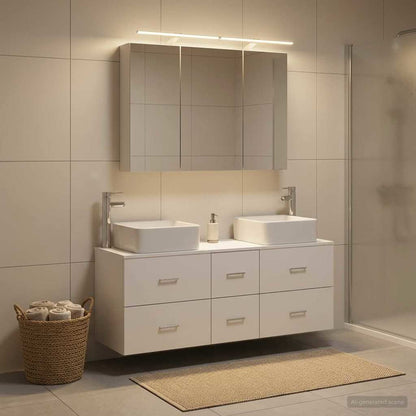 vidaXL Bathroom Furniture Set 4 pcs White Engineered Wood and Glass