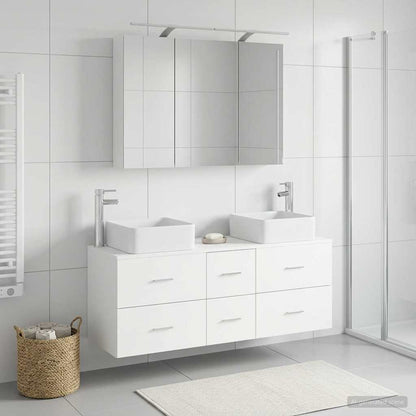 vidaXL Bathroom Furniture Set 4 pcs White Engineered Wood and Glass
