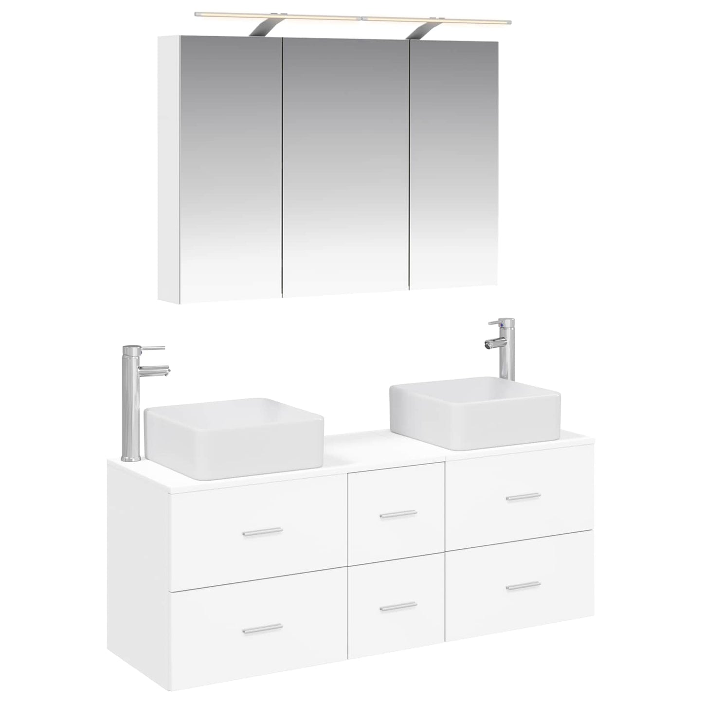 vidaXL Bathroom Furniture Set 4 pcs White Engineered Wood and Glass