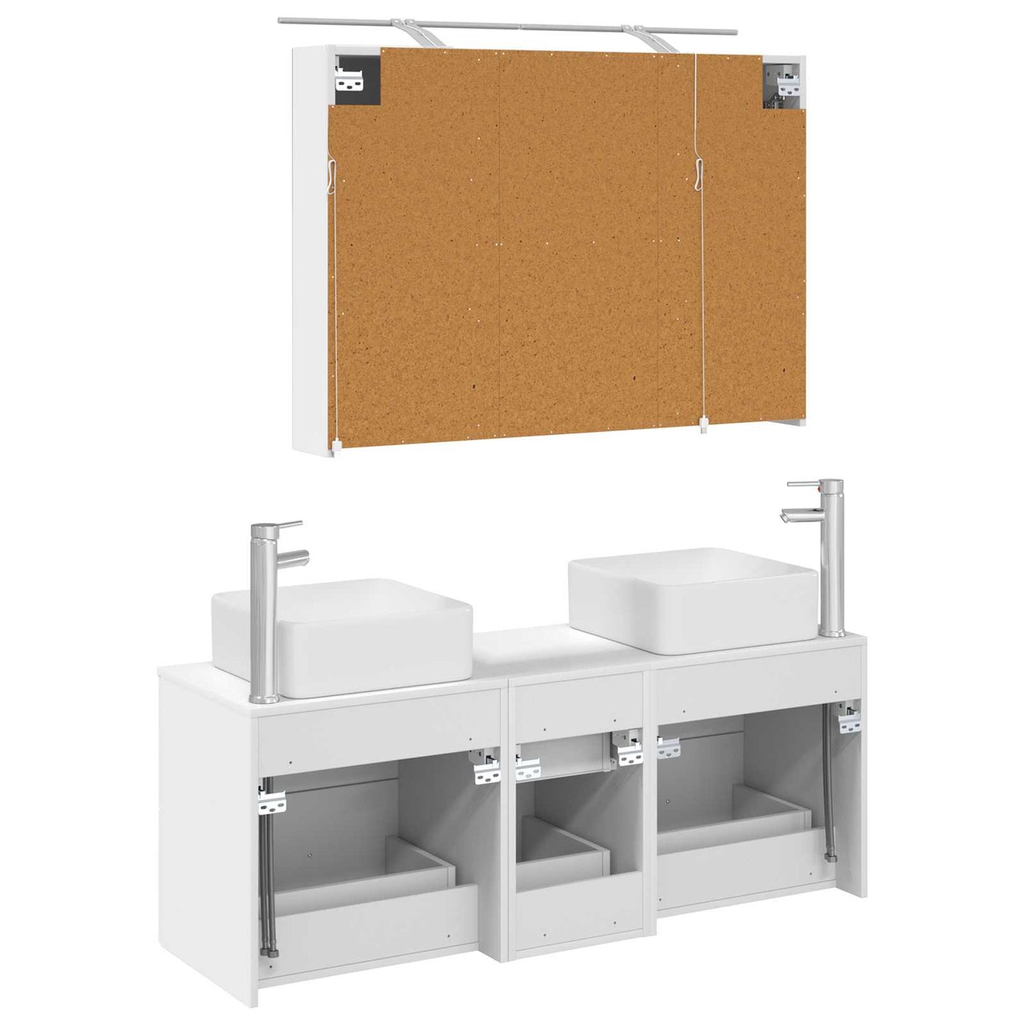 vidaXL Bathroom Furniture Set 4 pcs White Engineered Wood and Glass