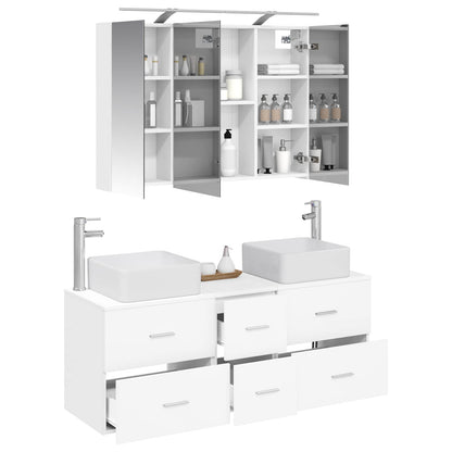 vidaXL Bathroom Furniture Set 4 pcs White Engineered Wood and Glass