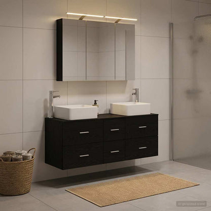 vidaXL Bathroom Furniture Set 4 pcs Black Oak