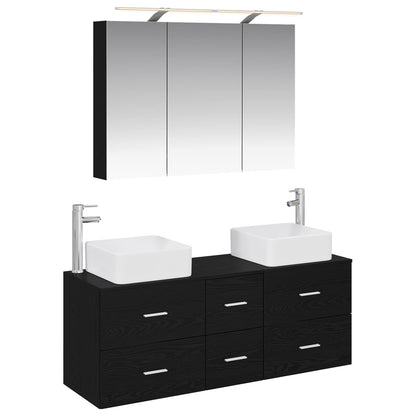 vidaXL Bathroom Furniture Set 4 pcs Black Oak