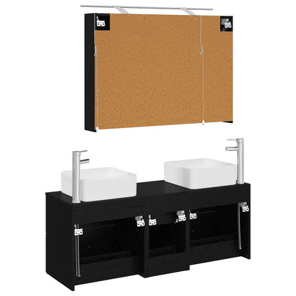 vidaXL Bathroom Furniture Set 4 pcs Black Oak