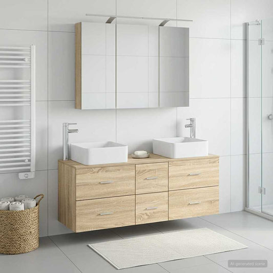 vidaXL Bathroom Furniture Set 4 pcs Sonoma Oak