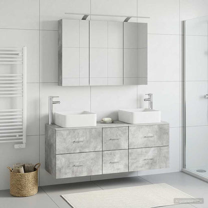 vidaXL Bathroom Furniture Set 4 pcs Concrete Grey