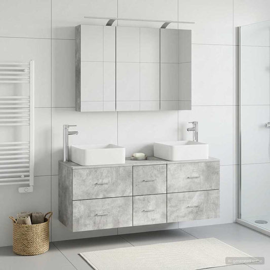 vidaXL Bathroom Furniture Set 4 pcs Concrete Grey