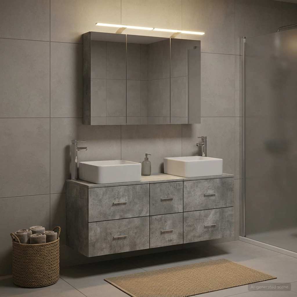 vidaXL Bathroom Furniture Set 4 pcs Concrete Grey