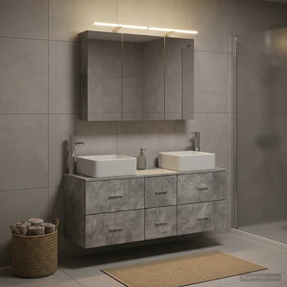 vidaXL Bathroom Furniture Set 4 pcs Concrete Grey