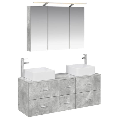 vidaXL Bathroom Furniture Set 4 pcs Concrete Grey