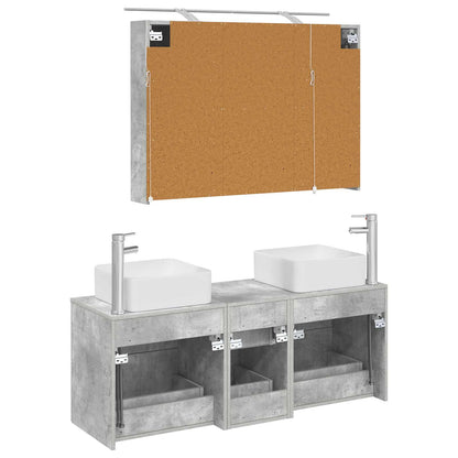 vidaXL Bathroom Furniture Set 4 pcs Concrete Grey