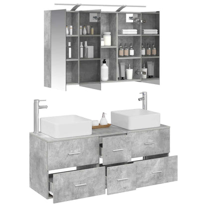 vidaXL Bathroom Furniture Set 4 pcs Concrete Grey