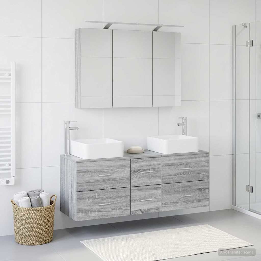 vidaXL Bathroom Furniture Set 4 pcs Grey Sonoma