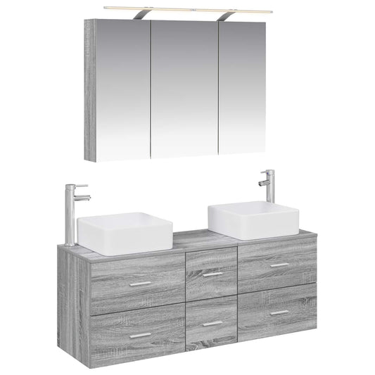 vidaXL Bathroom Furniture Set 4 pcs Grey Sonoma