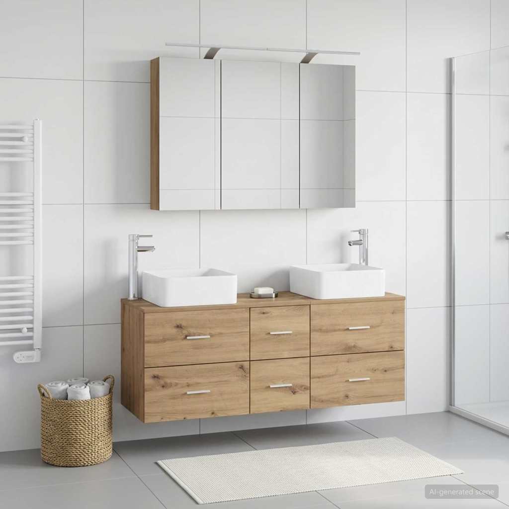 vidaXL Bathroom Furniture Set 4 pcs Artisan Oak