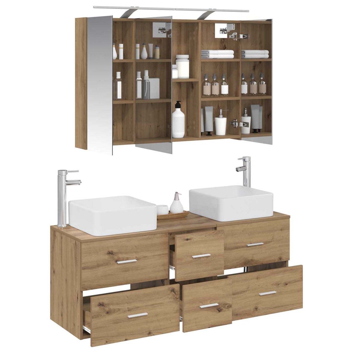 vidaXL Bathroom Furniture Set 4 pcs Artisan Oak