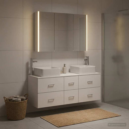 vidaXL Bathroom Furniture Set 4 pcs White Engineered Wood and Glass