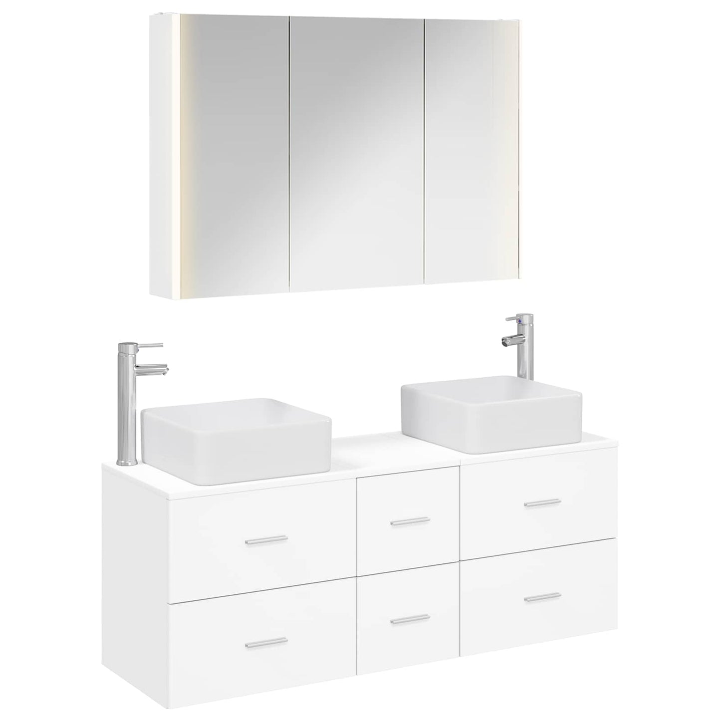 vidaXL Bathroom Furniture Set 4 pcs White Engineered Wood and Glass