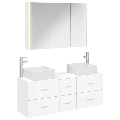 vidaXL Bathroom Furniture Set 4 pcs White Engineered Wood and Glass