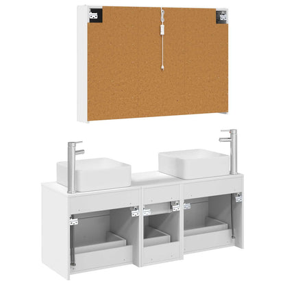vidaXL Bathroom Furniture Set 4 pcs White Engineered Wood and Glass