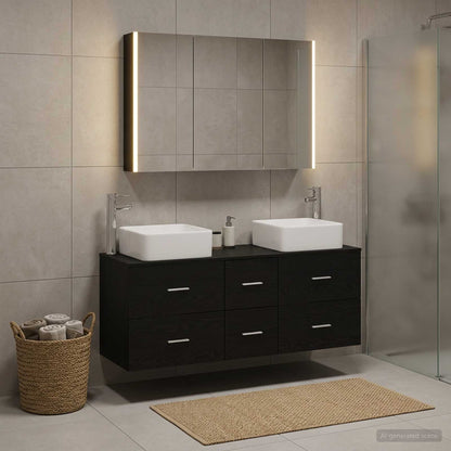 vidaXL Bathroom Furniture Set 4 pcs Black Oak