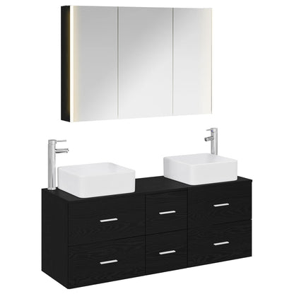 vidaXL Bathroom Furniture Set 4 pcs Black Oak