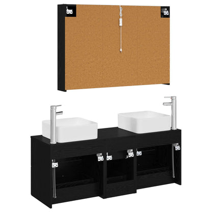 vidaXL Bathroom Furniture Set 4 pcs Black Oak