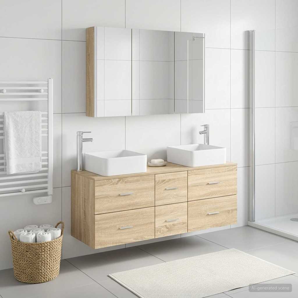 vidaXL Bathroom Furniture Set 4 pcs Sonoma Oak