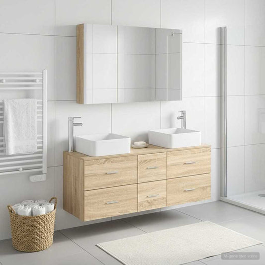 vidaXL Bathroom Furniture Set 4 pcs Sonoma Oak