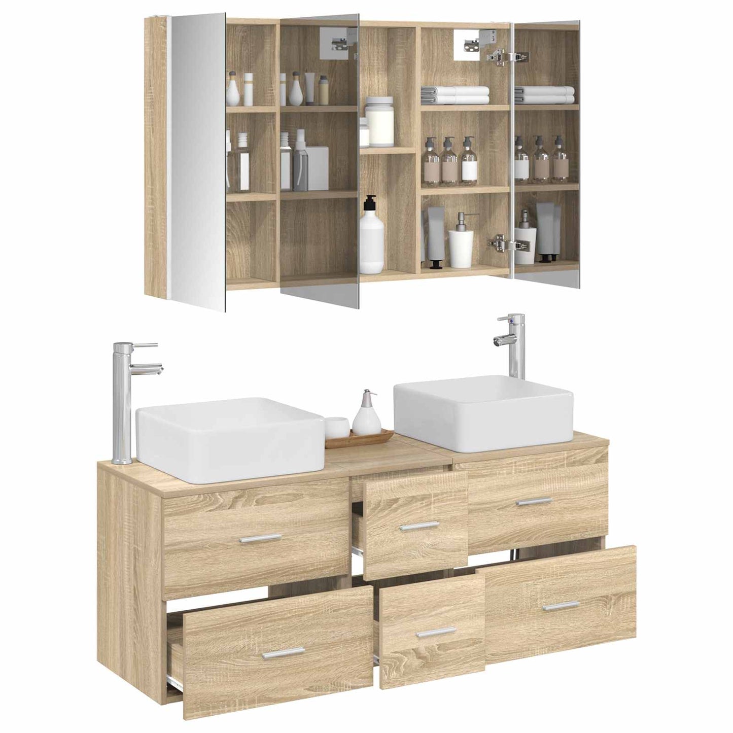 vidaXL Bathroom Furniture Set 4 pcs Sonoma Oak