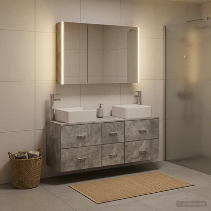 vidaXL Bathroom Furniture Set 4 pcs Concrete Grey