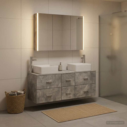 vidaXL Bathroom Furniture Set 4 pcs Concrete Grey