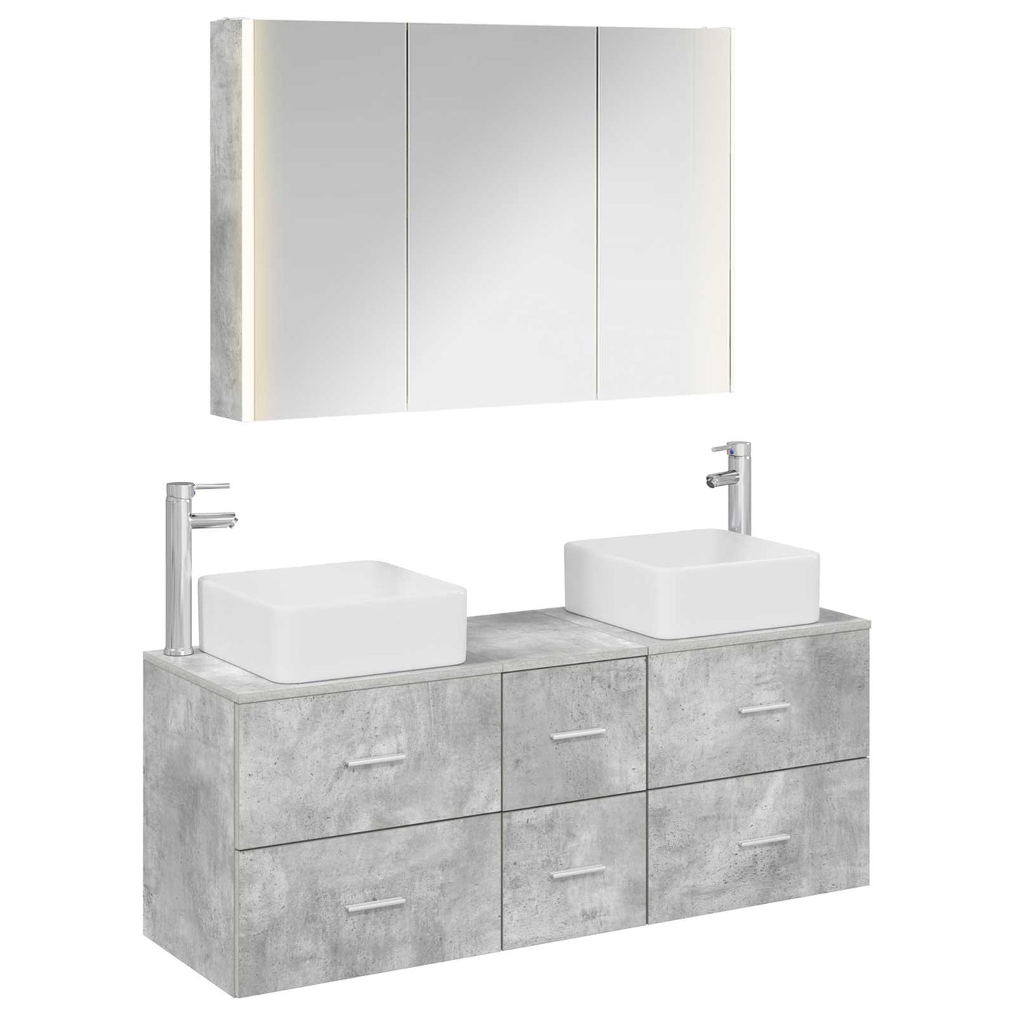 vidaXL Bathroom Furniture Set 4 pcs Concrete Grey