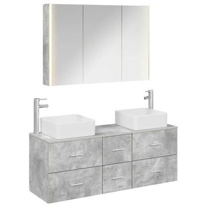 vidaXL Bathroom Furniture Set 4 pcs Concrete Grey