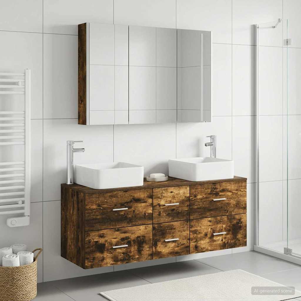 vidaXL Bathroom Furniture Set 4 pcs Smoked Oak