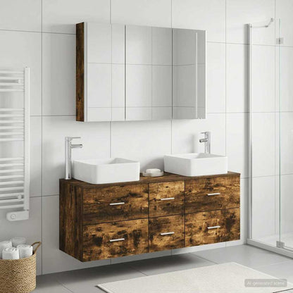 vidaXL Bathroom Furniture Set 4 pcs Smoked Oak