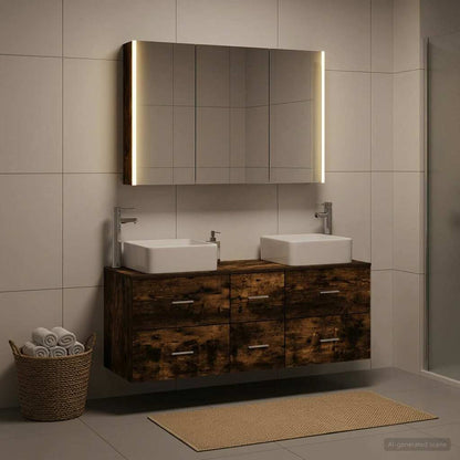 vidaXL Bathroom Furniture Set 4 pcs Smoked Oak